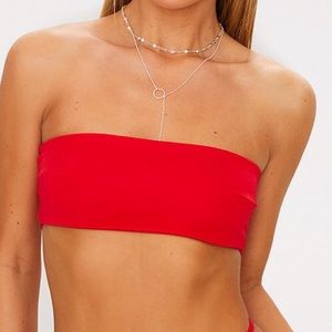 Red bandeau bikini top